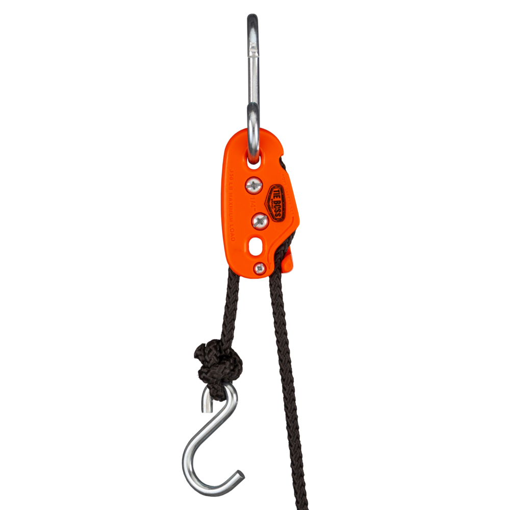 1/4 inch (6,35mm) TIE BOSS with 3m rope (Orange)